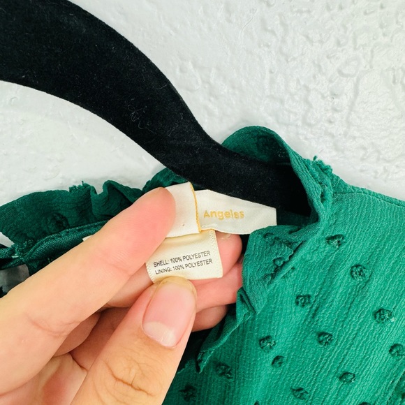 NWT Monteau Green Swiss Dot Sleeveless Chiffon Ruffle Dress - Picture 6 of 6